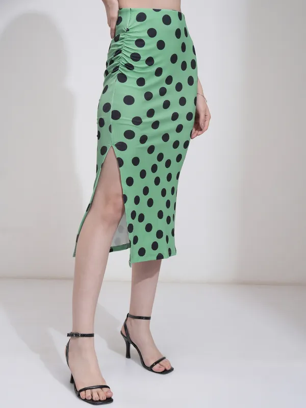 Tokyo Talkies Women Green Top With Skirt