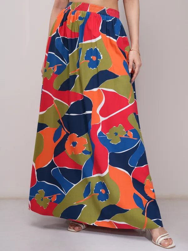 Tokyo Talkies Women Red Top With Skirt Co-Ords