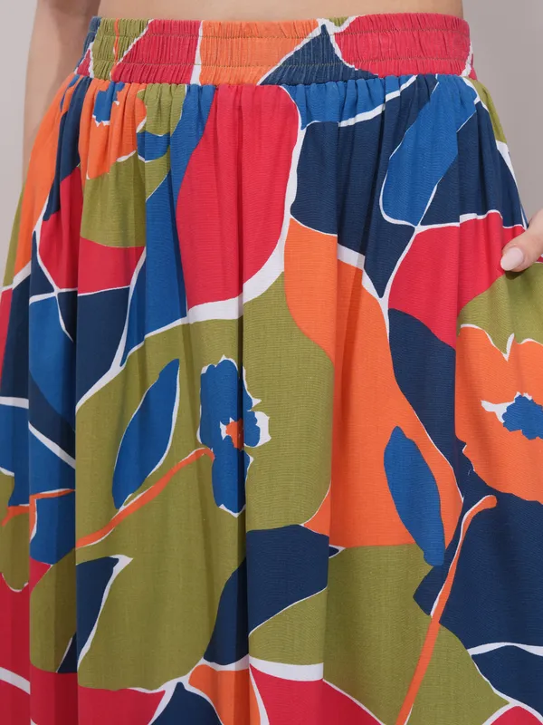 Tokyo Talkies Women Red Top With Skirt Co-Ords