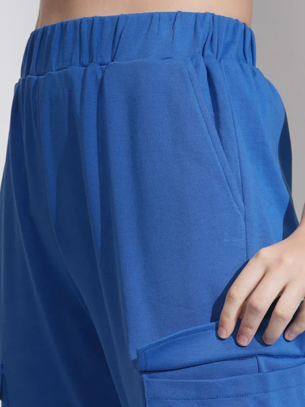 Tokyo Talkies Women Blue T-Shirt With Joggers Co-Ords