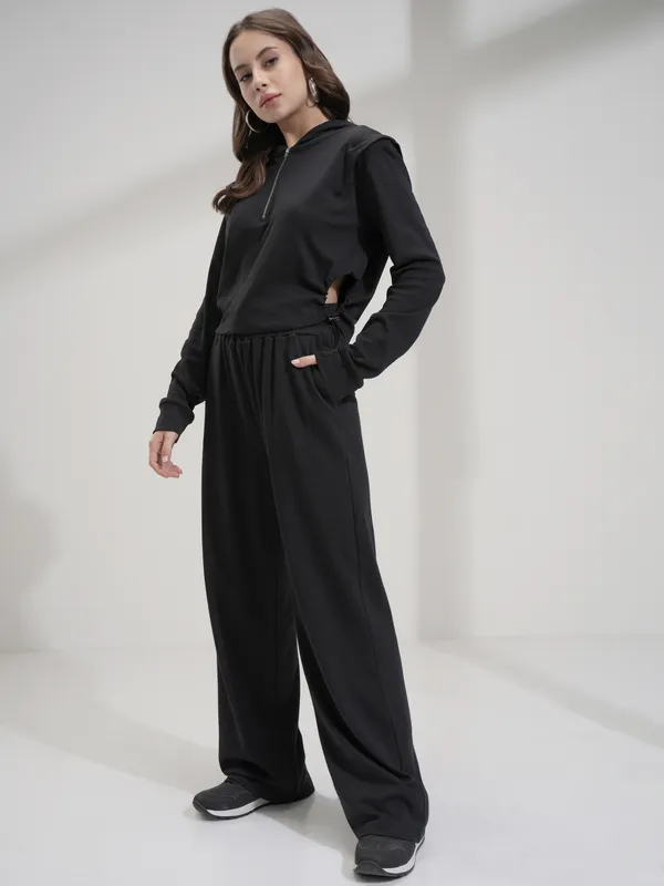 Tokyo Talkies Women Black Top With Trousers Co-Ords