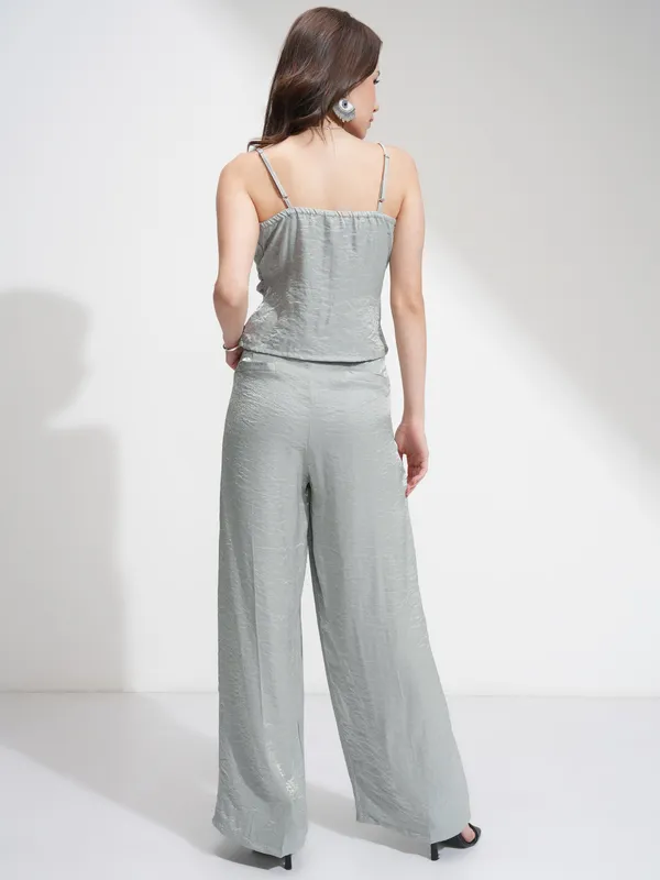 Tokyo Talkies Women Silver Top With Palazzos