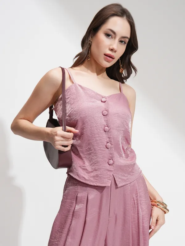 Tokyo Talkies Women Pink Top With Palazzos