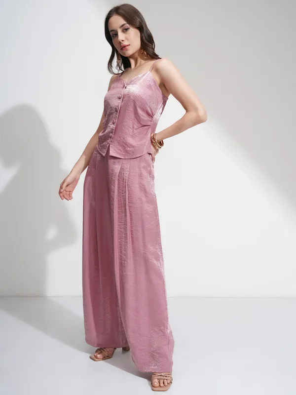 Tokyo Talkies Women Pink Top With Palazzos