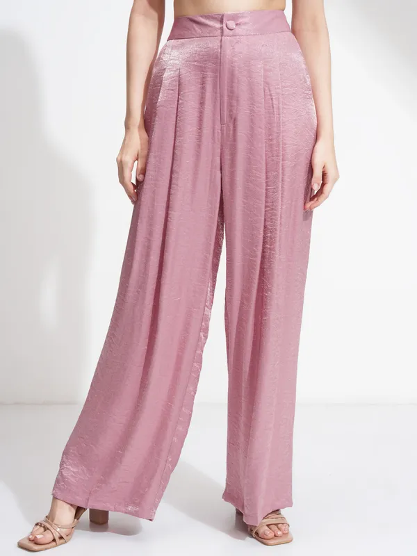 Tokyo Talkies Women Pink Top With Palazzos