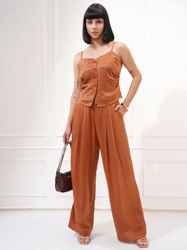 Tokyo Talkies Women Copper Top With Trouser