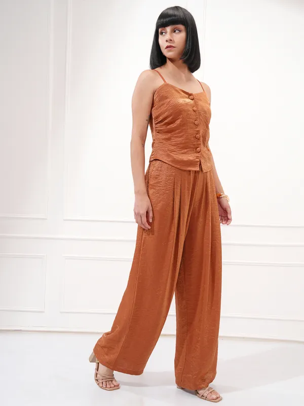Tokyo Talkies Women Copper Top With Trouser