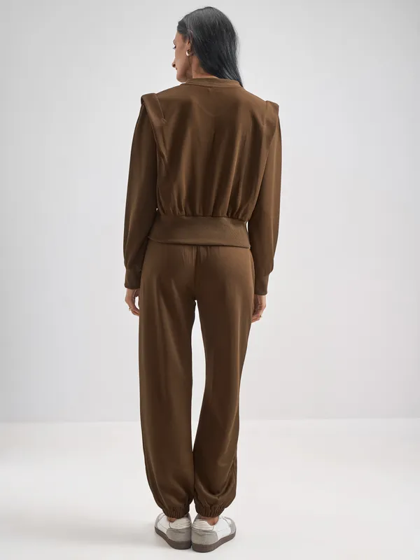 Street By Tokyo Talkies Women Brown Top With Jogger Co-Ords