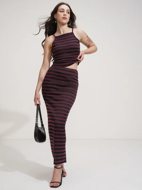 Tokyo Talkies Women Purple Top With Skirt