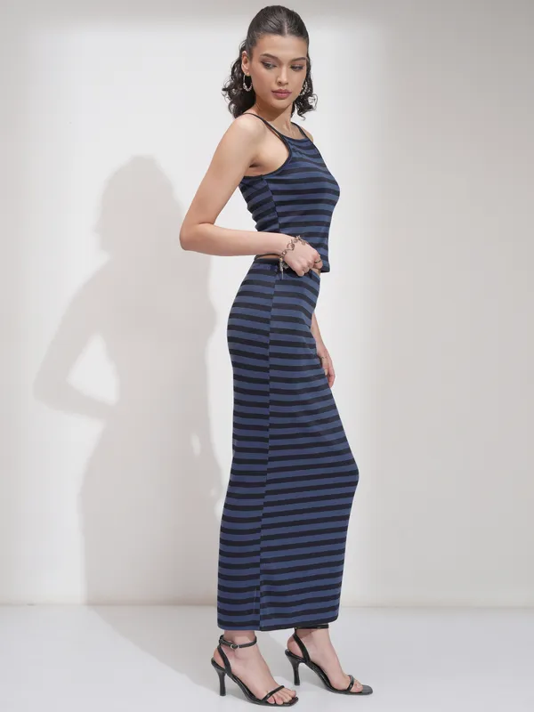 Tokyo Talkies Women Blue Top With Skirt Co-Ords