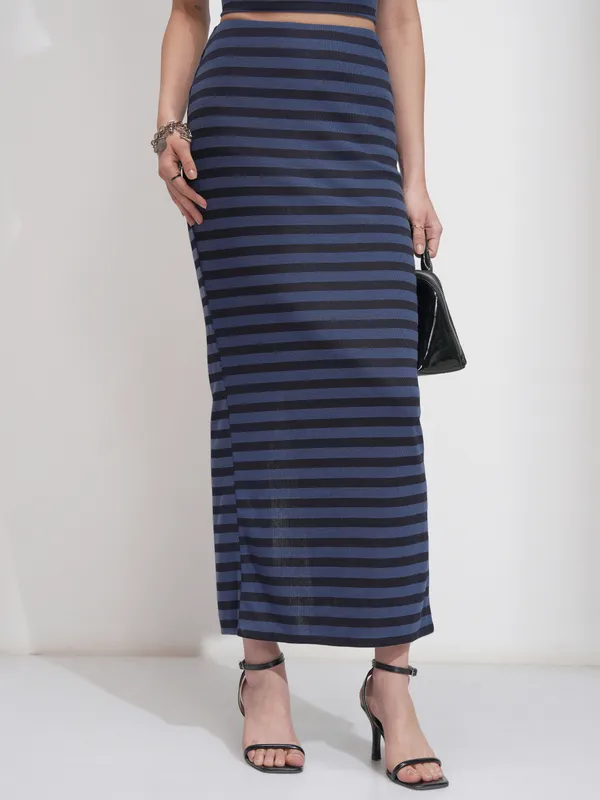 Tokyo Talkies Women Blue Top With Skirt Co-Ords