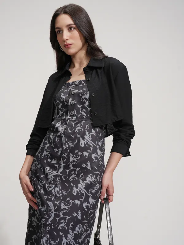 Tokyo Talkies Women Black Printed Bodycon Dress