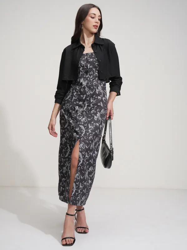 Tokyo Talkies Women Black Printed Bodycon Dress