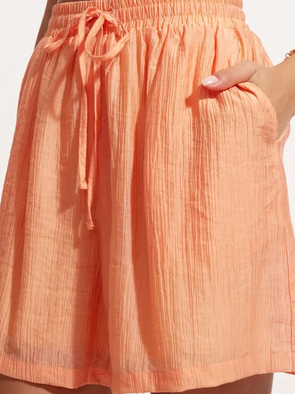 Tokyo Talkies Women Orange Shirt With Short