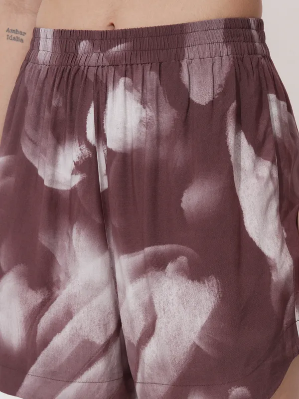 Tokyo Talkies Women Burgundy Shirt With Short