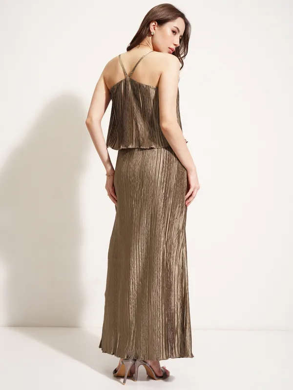 Tokyo Talkies Women Brown Top With Skirt