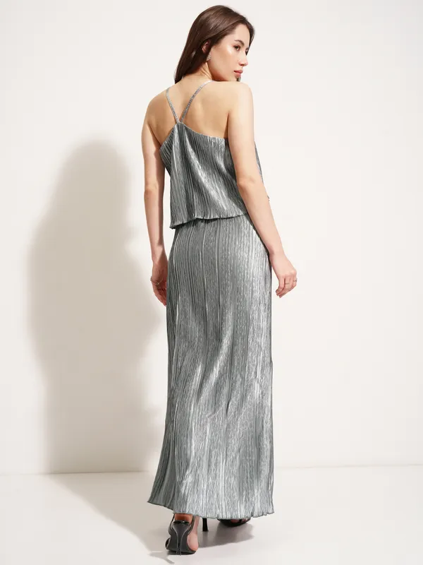 Tokyo Talkies Women Grey Top With Skirt