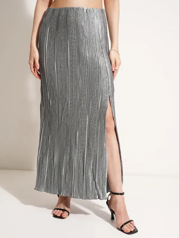 Tokyo Talkies Women Grey Top With Skirt