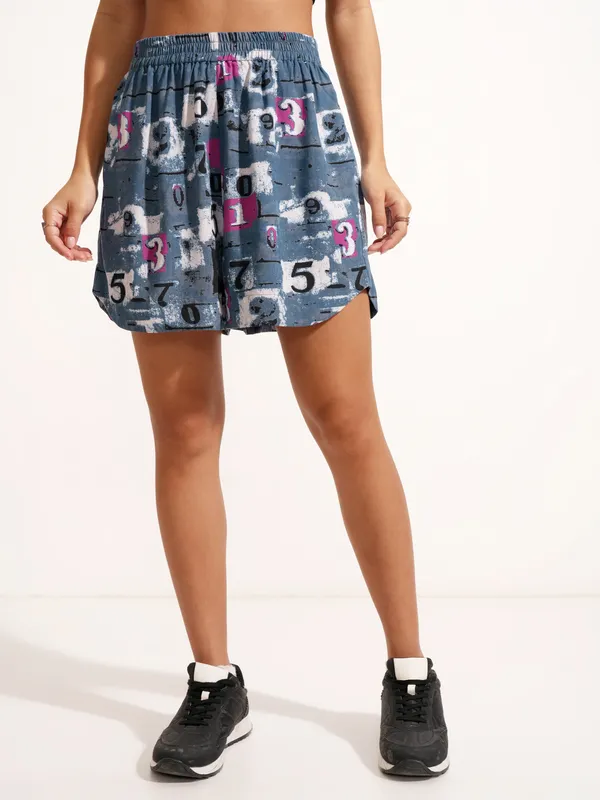 Tokyo Talkies Women Blue Shirt With Short