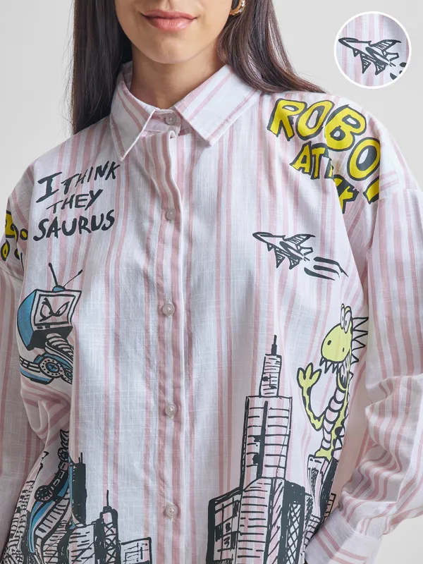 ESPYR By Tokyo Talkies Women White Shirt With Shorts Co-ords