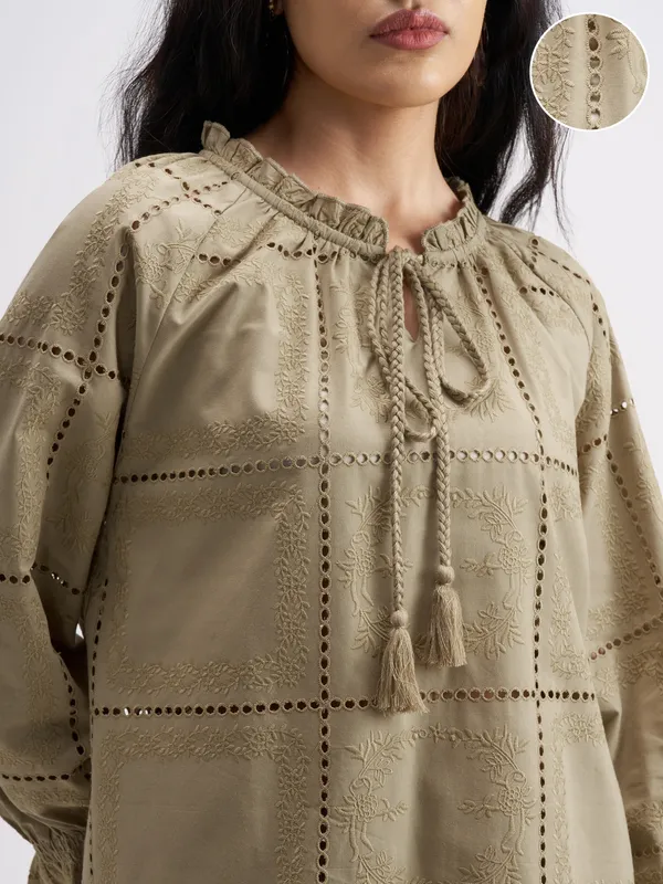 Tokyo Talkies Women Khaki Top With Shorts Co-Ords