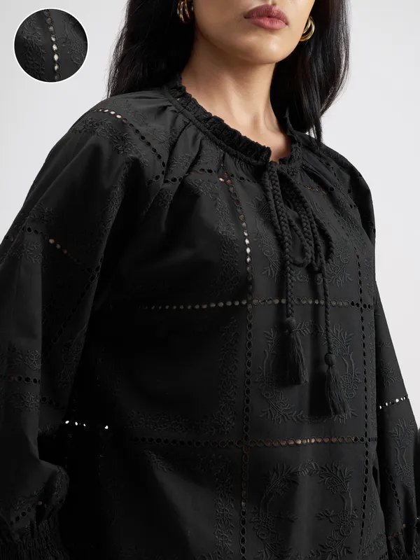 Tokyo Talkies Women Black Top With Shorts Co-Ords