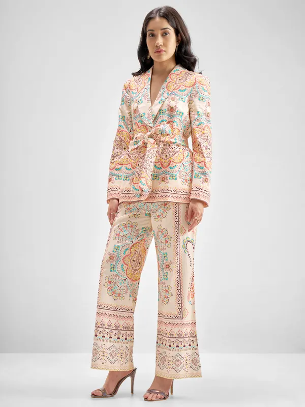 Chic By Tokyo Talkies Women Multi Blazer With Trouser Co-Ords