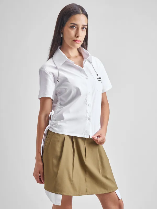 Tokyo Talkies Women Black Shirt With Skirt Co-Ords