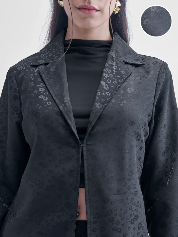 ESPYR By Tokyo Talkies Women Black Blazer With Skirt Co-Ords