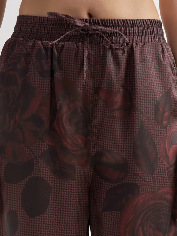 Tokyo Talkies Women Maroon Top Trouser Co-Ords