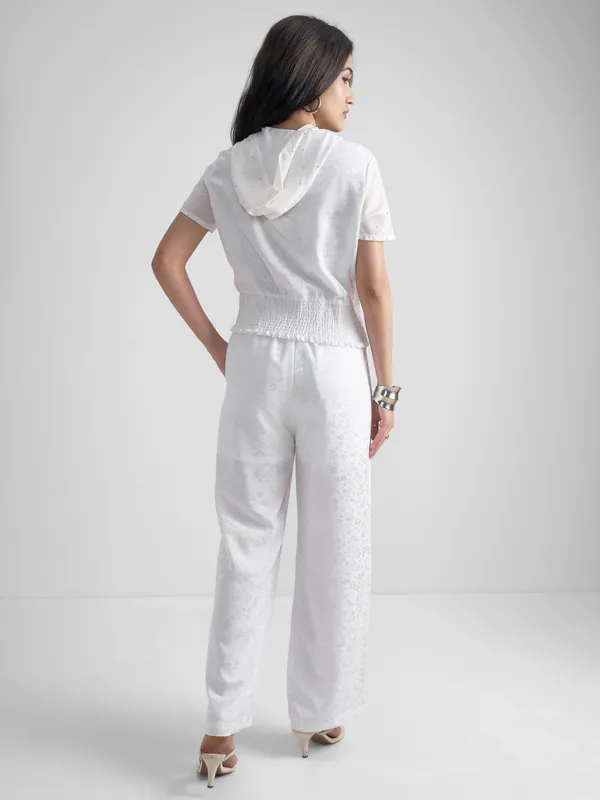 Tokyo Talkies Women White Top With Trouser Co-Ords