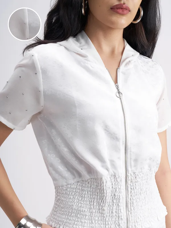 Tokyo Talkies Women White Top With Trouser Co-Ords