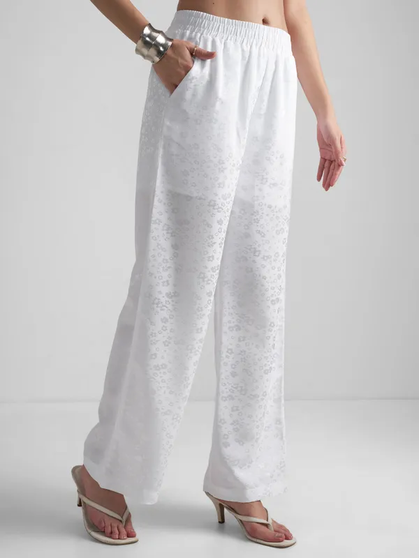 Tokyo Talkies Women White Top With Trouser Co-Ords