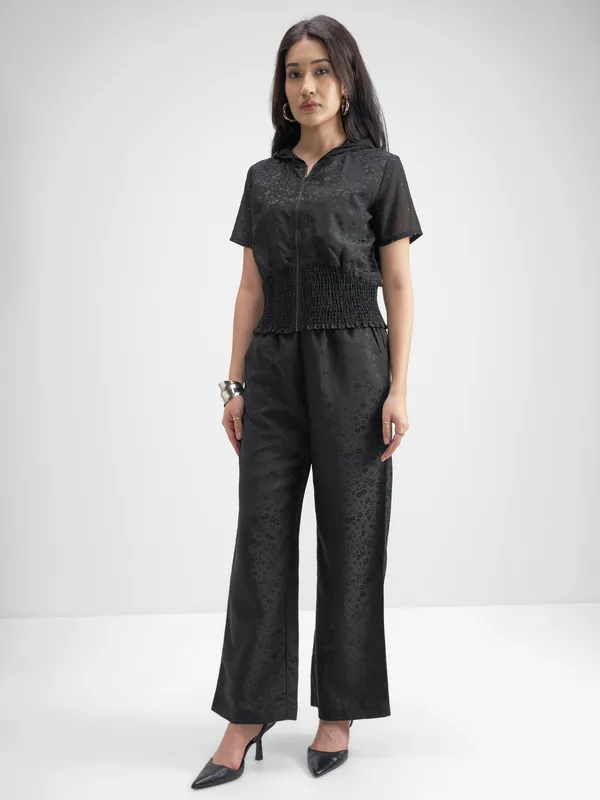 Tokyo Talkies Women Black Top With Trouser Co-Ords