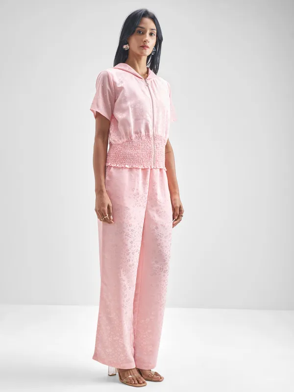 Tokyo Talkies Women Pink Shirt With Trouser Co-Ords