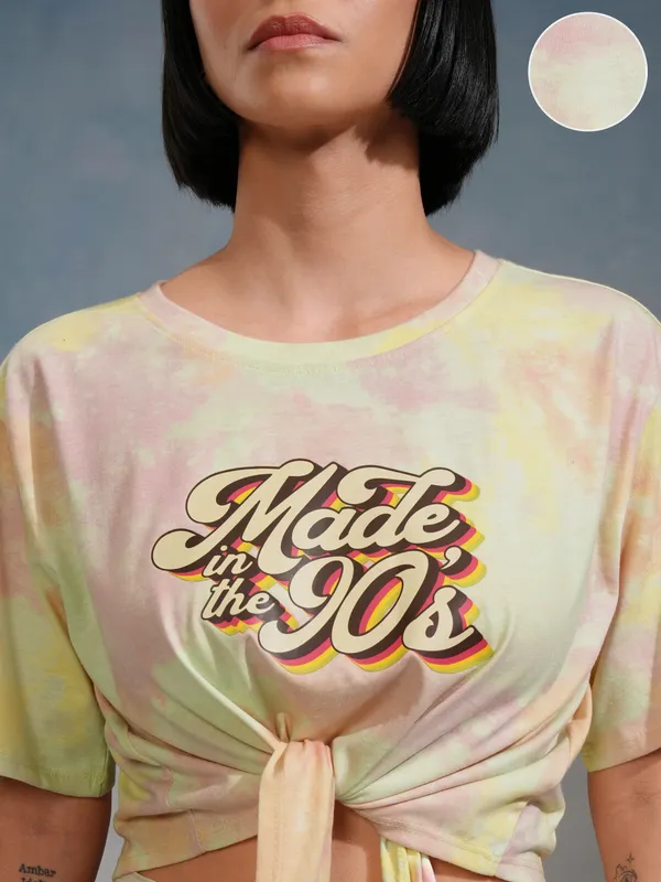 Tokyo Talkies Women Yellow Printed Regular Top