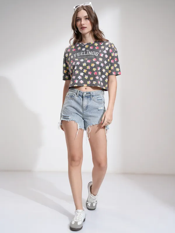 Tokyo Talkies Women Black Printed Regular Top