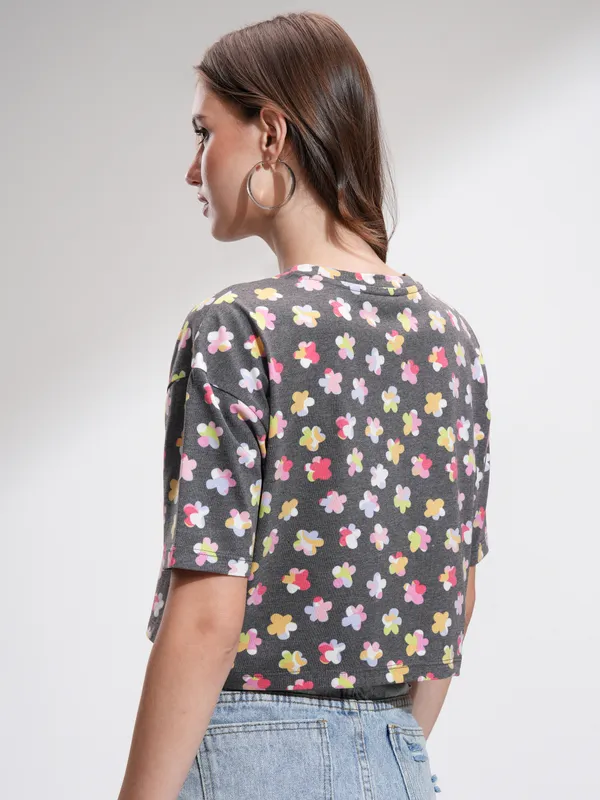 Tokyo Talkies Women Black Printed Regular Top