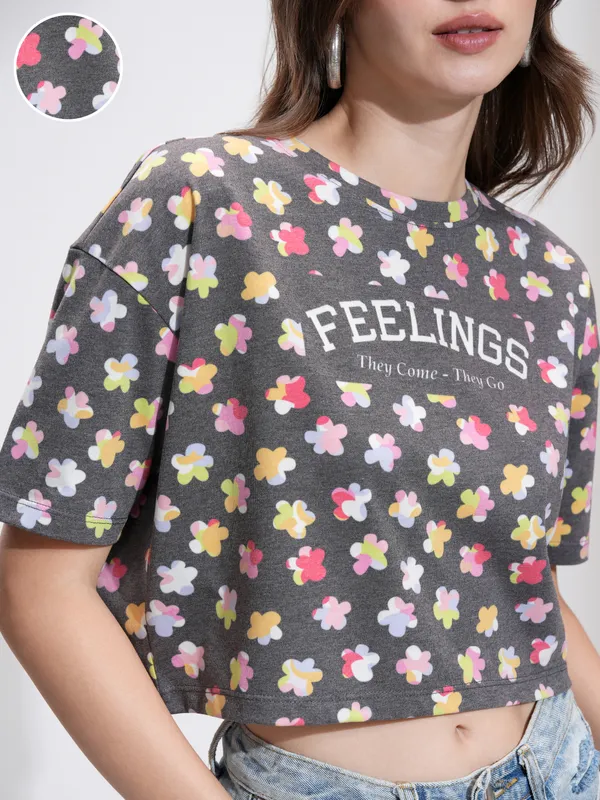 Tokyo Talkies Women Black Printed Regular Top