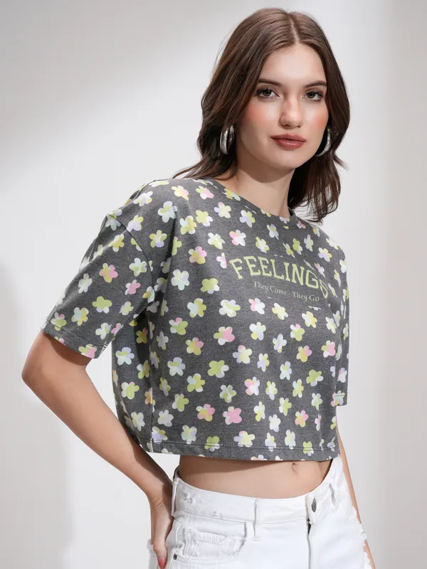 Tokyo Talkies Women Navy Blue Printed Regular Top