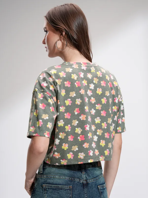 Tokyo Talkies Women Green Printed Regular Top