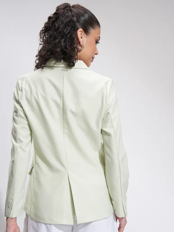 Tokyo Talkies Women Green Open Front Blazer