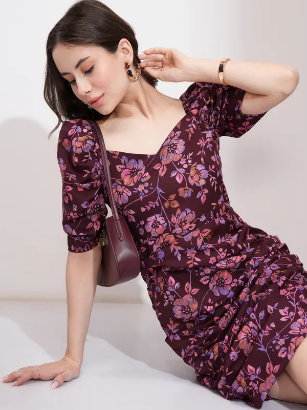 Tokyo Talkies Women Maroon Printed Fit And Flare Dresses