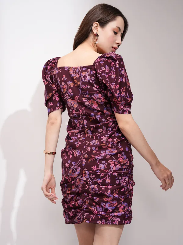  Tokyo Talkies Women Maroon Printed Fit And Flare Dresses