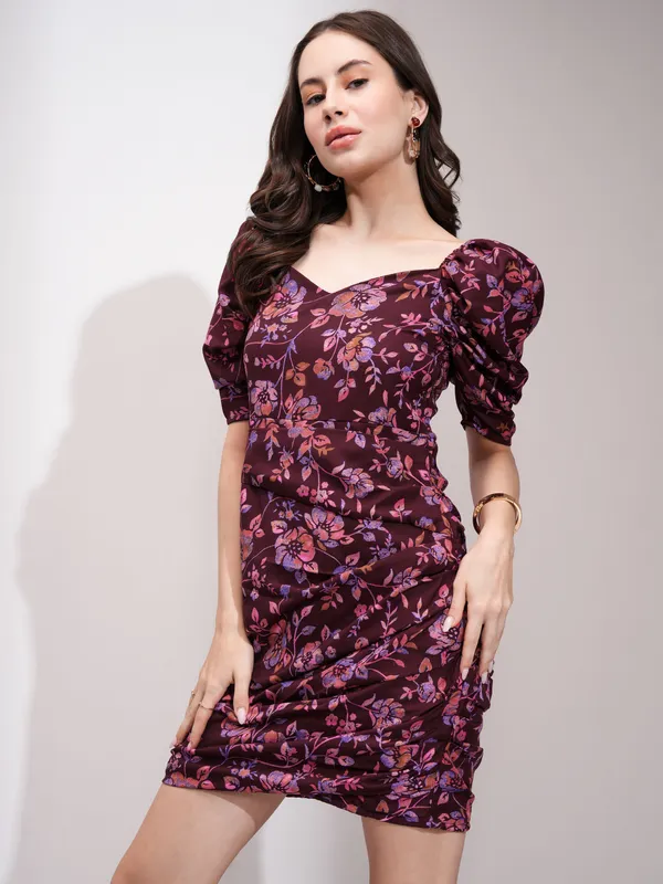  Tokyo Talkies Women Maroon Printed Fit And Flare Dresses