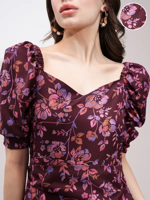  Tokyo Talkies Women Maroon Printed Fit And Flare Dresses