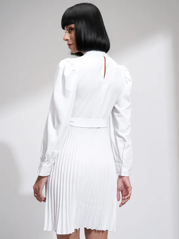 Tokyo Talkies Women White Solid A-Line Dress