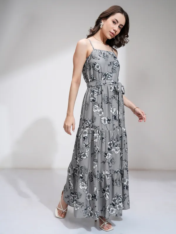 Tokyo Talkies Women Grey Printed Maxi Dress