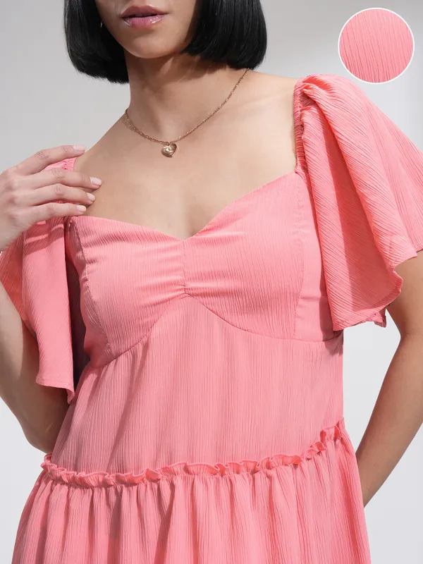 Tokyo Talkies Women Rose Solid Fit and Flare Dress