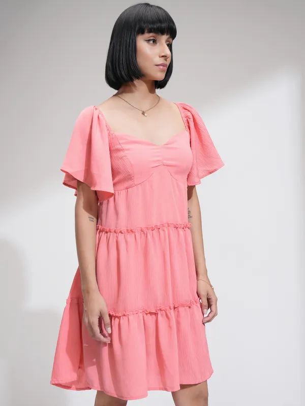 Tokyo Talkies Women Rose Solid Fit and Flare Dress